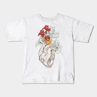 Human heart with flowers Kids T-Shirt